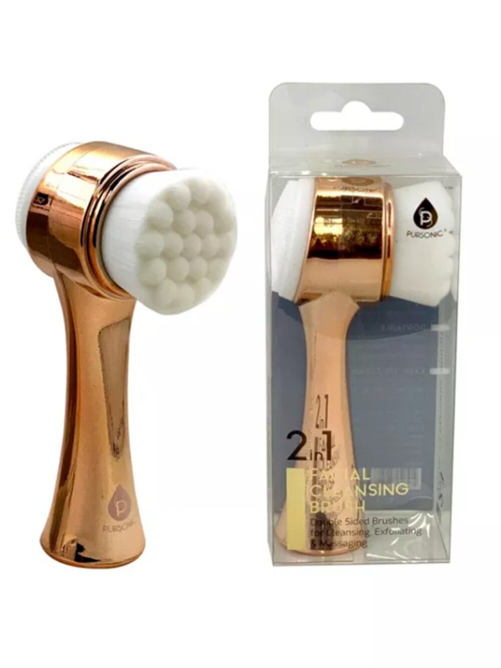 2/$16 💥🆕♻ PURSONIC Dual Sided Facial Cleansing Brush | Color Gold | 6428